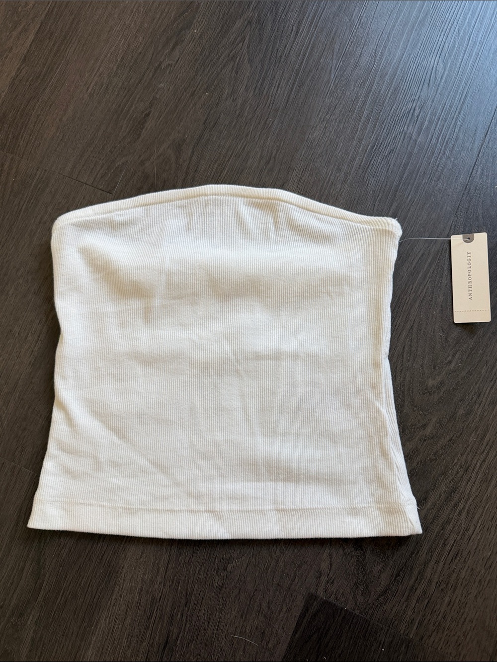Anthropologie Cream Ribbed Strapless Tube Top